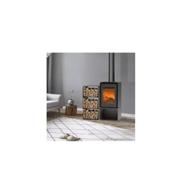 Domino-Holzofen mit Holzlager und 3-Ebenen-Modul – 8,5 kW