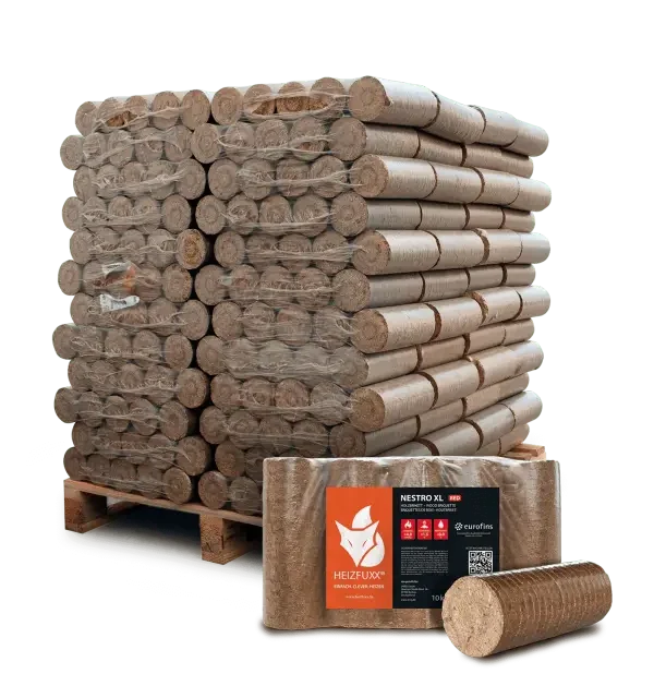 Holzbriketts Nestro XL Red – rund ohne Loch (Palette 960 kg)