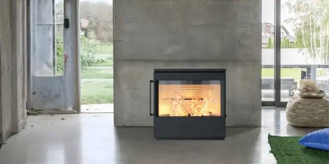 Kaminofen HWAM 5420 Autopilot 6,3 kW - Ausführung: 5420c schwarz - Rauchrohranschluss: Oben