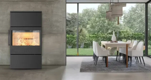 Kaminofen HWAM 5460 SmartControl Stahl 6,1 kW - Ausführung: 5460c schwarz - Rauchrohranschluss: Hinten