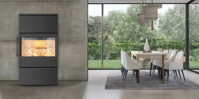 Kaminofen HWAM 5460 SmartControl Stahl 6,1 kW - Ausführung: 5460c schwarz - Rauchrohranschluss: Hinten