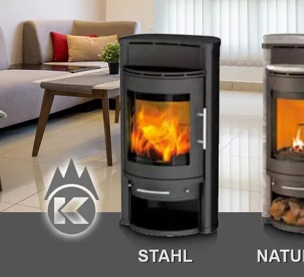 Kaminofen Königshütte Corvus 6 kW - Ausführung: Natursteinverkleidung Deblu Dunkel, gebürstet, glatt