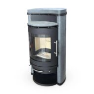 Kaminofen Königshütte Corvus 6 kW - Ausführung: Natursteinverkleidung Deblu Dunkel, gebürstet, glatt – Bild 2