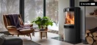 Kaminofen Kratki BJORN mit 7 kW - Verkleidung: Stahl schwarz - Topplatte: Stahl schwarz - Feuerraumauskleidung: schwarz