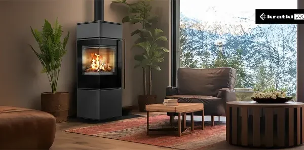 Kaminofen Kratki REN/S 7 kW - Ausführung: Weiß - Version: Ecke links - Tür selbstschließend: ja