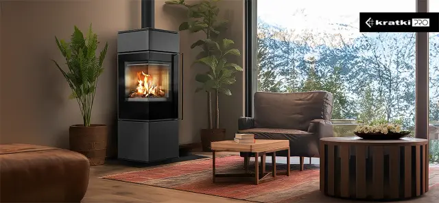 Kaminofen Kratki REN/S 7 kW - Ausführung: Weiß - Version: Ecke links - Tür selbstschließend: ja