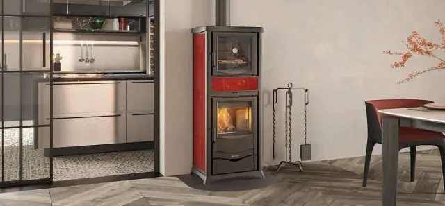 Kaminofen La Nordica Rossella plus Forno.165 mit 9,4 kW - Verkleidung: Naturstein
