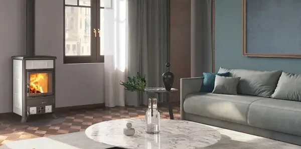 Kaminofen La Nordica Rossella R1 5.0 mit 9 kW - Verkleidung: Keramik weiß