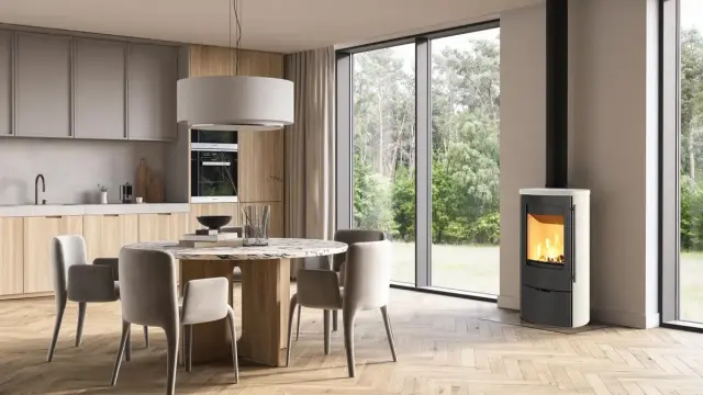 Kaminofen Lotus Jubilee 25 Limestone ecoLine 7,2 kW - Ausführung: Griff Shape