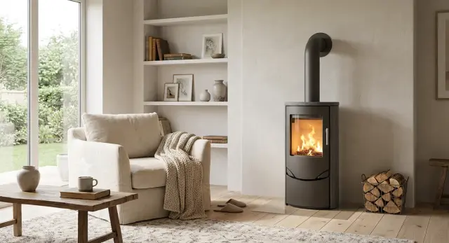 Kaminofen Lotus Prio 5, 6 kW - Ausführung: Stahl, Korpus grau