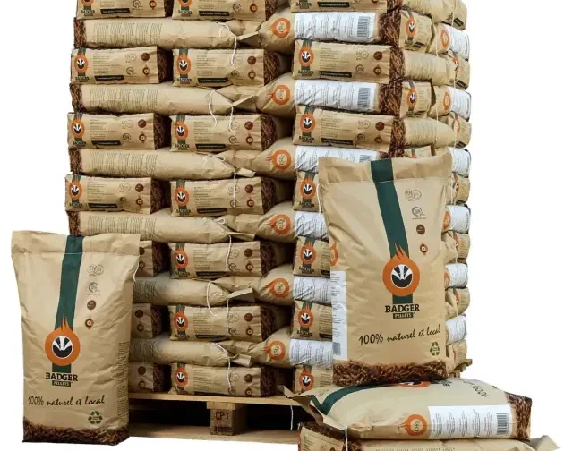 Natürliche Holzpellets Badger Pellets – Palette 990kg (66 Säcke)
